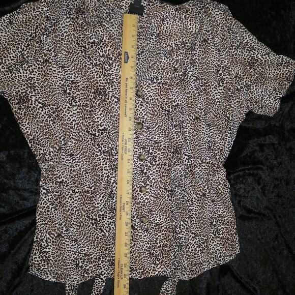 NEW Worthington Leopard XXL Cheetah Animal Print Tie Button Tunic Blouse Top NWT - Picture 9 of 14